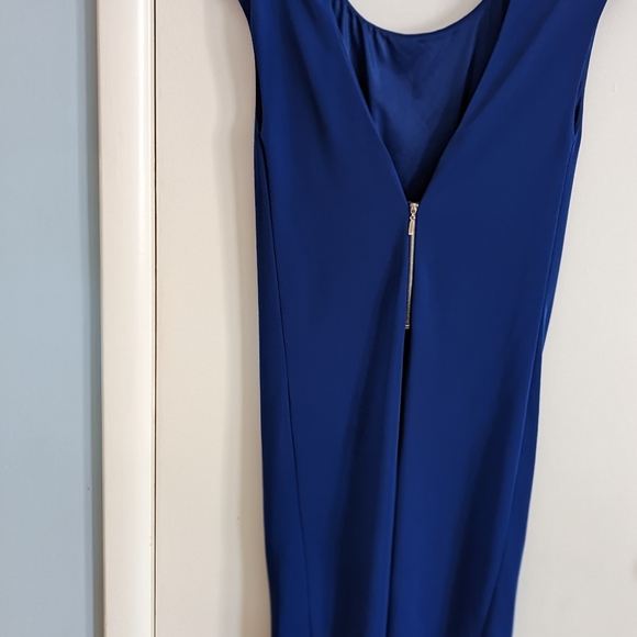 EUC ZARA Trafaluc Cerulean Blue sleeveless pleated back sheath dress. Size small - Picture 2 of 7